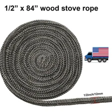 Wood Stove Door Gasket Kit (1/2" X 84" Rope) Replacement for Fireplace Doors