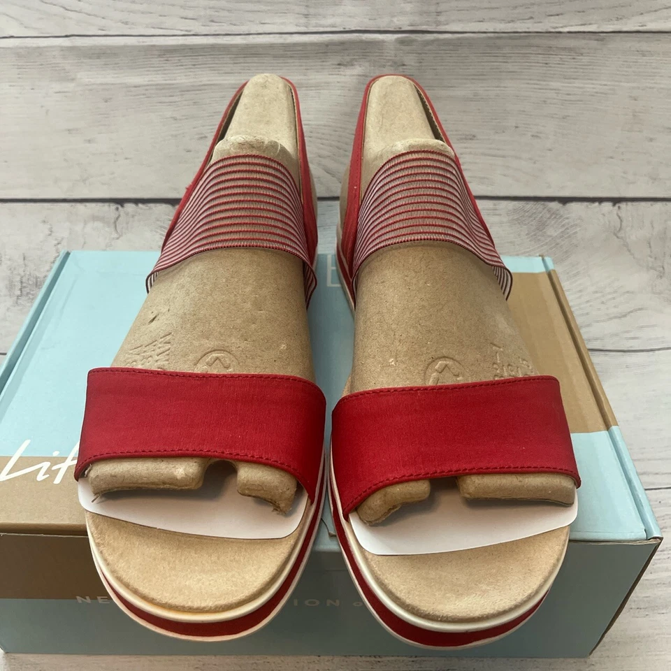 🩴Nuevo en Caja Sandalias de Cuña LifeStride Yolo ROJAS para Mujer Talla 11W Foto 4 de 4