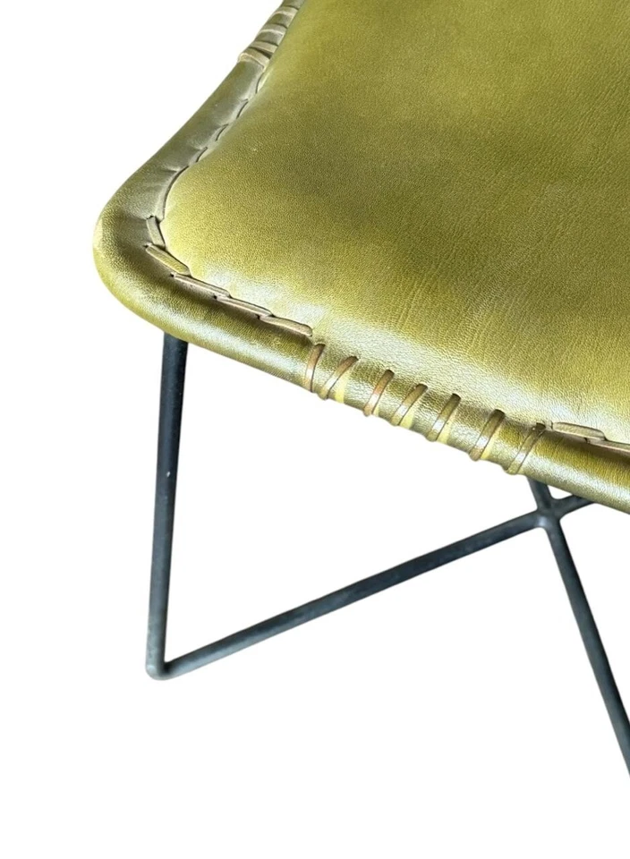 Leather Ottoman Stool, Dining Kitchen Pub Foot Stool, Modern Bar Stools - Image 2 of 4