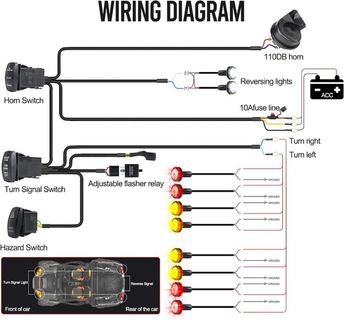 Pre-wired ATV UTV Turn Signal Kit Street Legal Kit for Polaris Can-Am Golf Cart - Picture 6 of 12