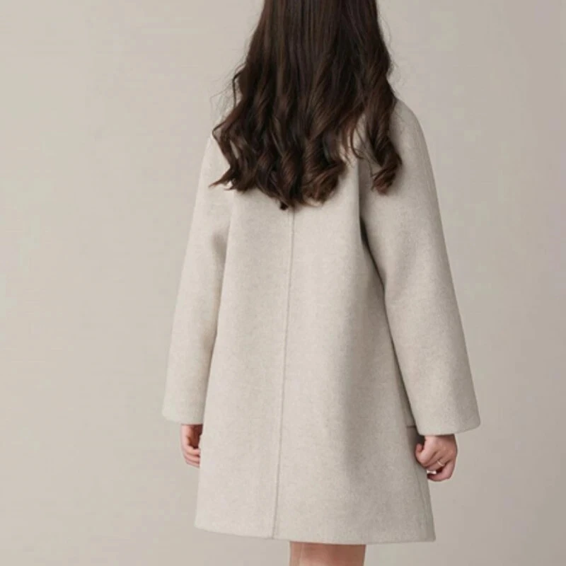 Girls Woolen Coat Overcoat Jacket Windbreak Warm Plus Thicken Winter Cotton Gift - Image 2 of 4