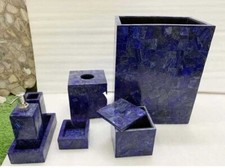 Lapis Lazuli Marble Bath Set Handmade 7 Pcs Set Bathroom Accessories Home Decors