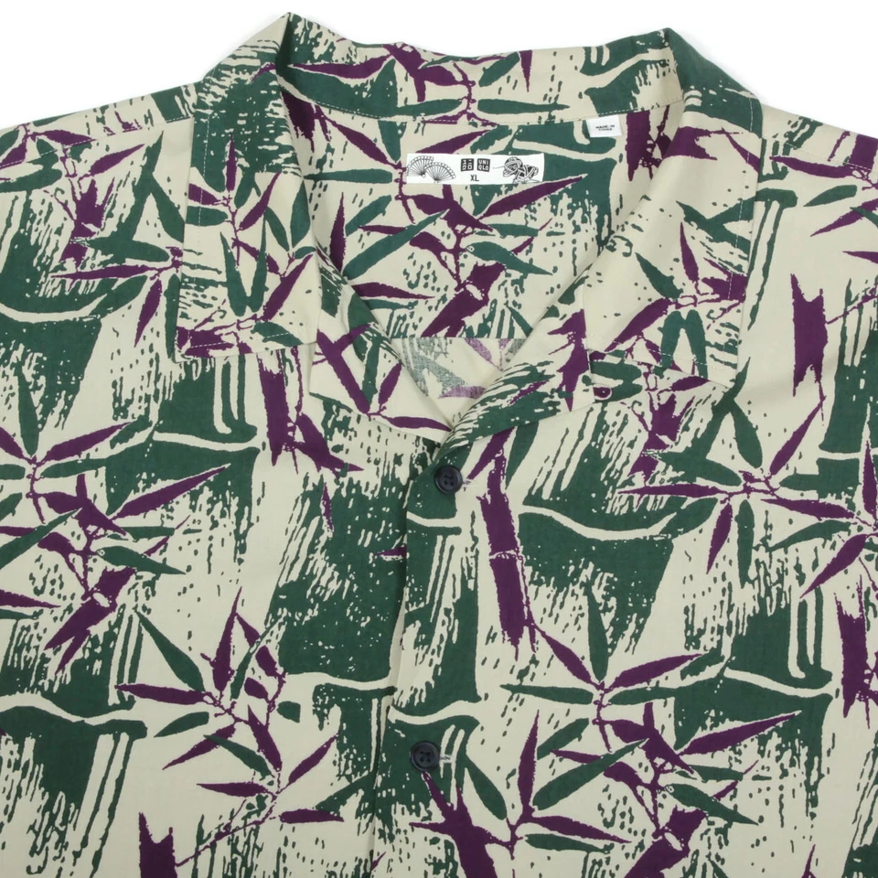 Uniqlo Men’s Ancient Bamboo Print Open Collar Hawaiian Short Sleeve Shirt XL 465 - Image 2 of 4
