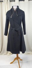 Boohoo Amber Zip Detail Collar Belted Coat Black Uk Medium Ln192 Cc 23