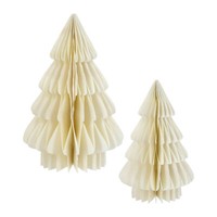 Papier Tannenbaum Aufsteller 2Er Set - Creme - Tisch Deko Weihnachts Christ Baum