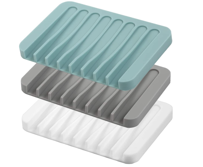3-Pack Self-Draining Silicone Soap Container for Travel – Portable Bar Soap Holder