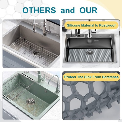 Silicone Sink Protectors for Kitchen Sink with Rear Drain, 26'' x 14'' NEW - Picture 12 of 13