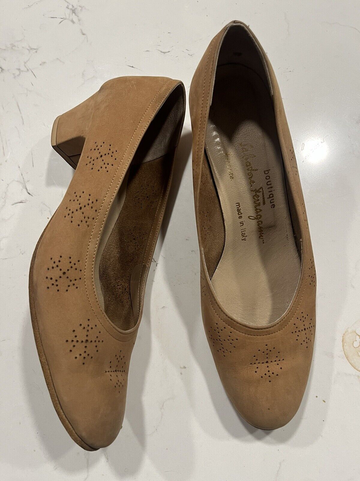 Salvatore Ferragamo Boutique Women Shoes Tan Perf… - image 1