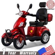 Heavy Duty 4-Wheel Mobility Scooters 31 Miles 3-Speed 800W 500lbs Capacity Red