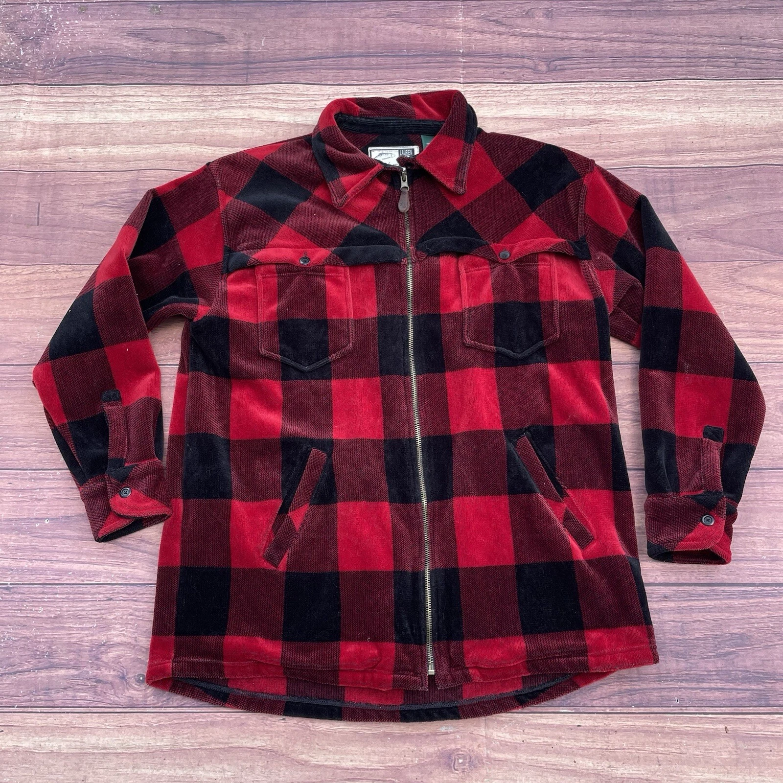 Vintage 90s Ralph Lauren Buffalo Plaid Hunting Zip Up Jacket Men’s M Fishing PRL