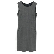Lands End Womens Dress 4 Gray Sleeveless Pockets Zipper Lined Sexy Sheath