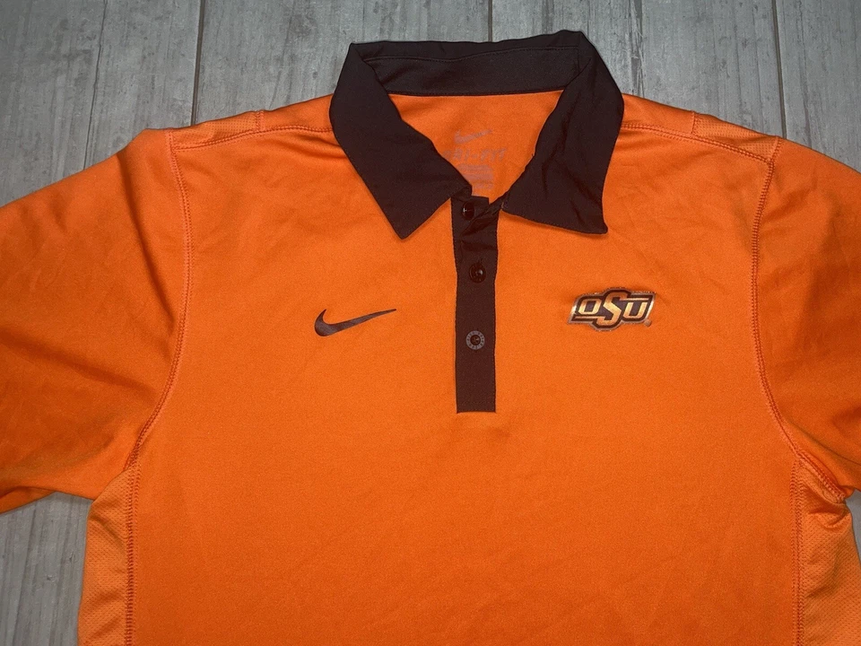 Oklahoma State Cowboys Mens Nike Drifit Polo Shirt Sz XX~S Orange Used - Image 2 of 4