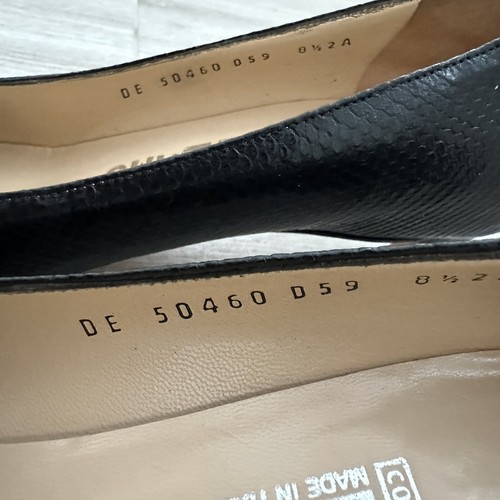 Vintage Salvatore Ferragamo Women’s Size 8.5 US calf lizard heel Black Leather - Picture 5 of 20