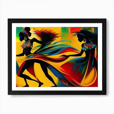 Afrikanischer Tanz Kunstdruck gerahmt Wandbild Poster Leinwanddruck Bild