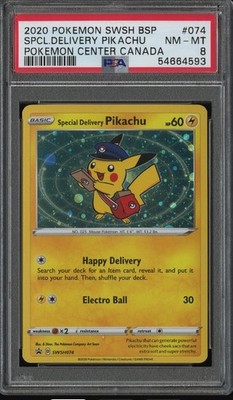 2020 Pokemon SWSH074 Special Delivery Pikachu Pokemon Center Canada Holo  PSA 8 | eBay