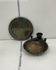 Pair Of Vintage Silver Plate Trays Serving Dishes With Candle Holders — photo 1