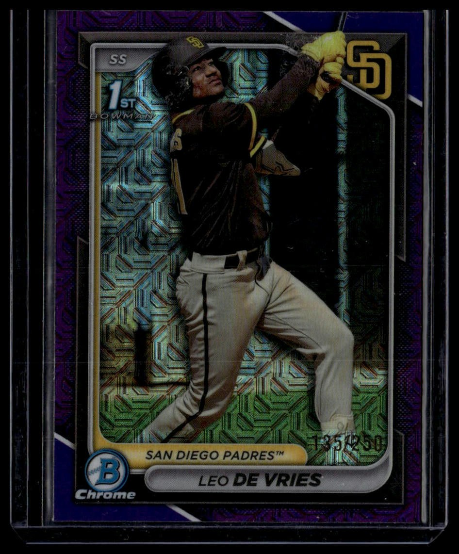 Leo De Vries 2024 Bowman Chrome 1st Purple Mojo Refractor #/250