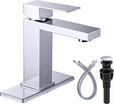 Sleek Chrome Single Handle Bathroom Faucet with Pop-Up Drain  Supply Lines