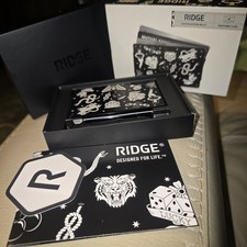 Ridge Slim RFID Blocking Wallet Traditional Flash Tattoo B W Cash Strap Minimal