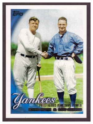 2010 Topps - Checklist Babe Ruth, Lou Gehrig #637 - Prestigious Pinstripe Power