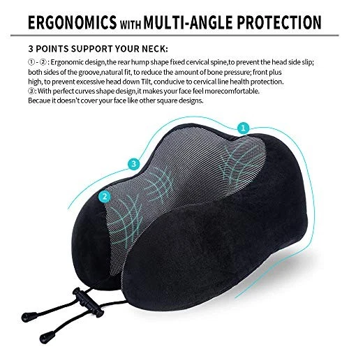Travel Pillow, Best Memory Foam Neck Pillow Head Support Soft Pillow for