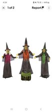 Lifesize Halloween Standing Witch Set 3 Witches + Light up Cauldron Display Prop
