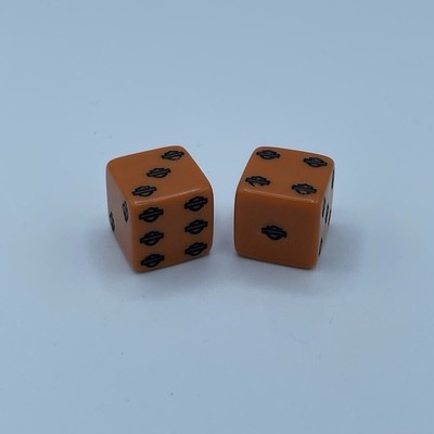 Harley Davidson Orange White Gaming Dice Set Of Two Dice Licensed Harley Play