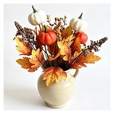 2 Pack Artificial Fall Flower Bouquets, 13.4" Bendable Stems