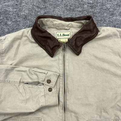 #ad Vintage LL Bean Chore Coat Mens Extra Large XL Tan Brown Bomber Windbreaker Coat $84.88