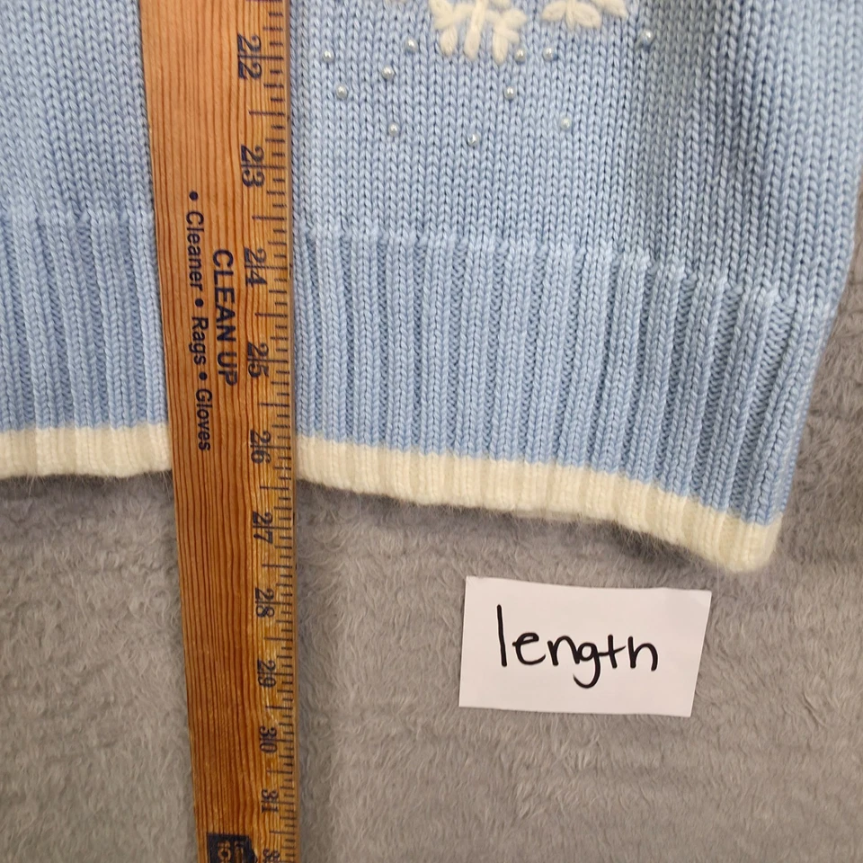 Quacker Factory Cardigan Womens M Blue Snowflake Beaded Angora Christmas Holiday - Image 4 of 4