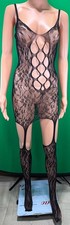 Sexy Lace Fishnet Bodystocking Open Front Teddy Lingerie Stretch One Size