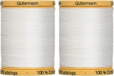 2-Pack - Gutermann Natural Cotton Thread Solids 876 Yards Each - White 800C 570
