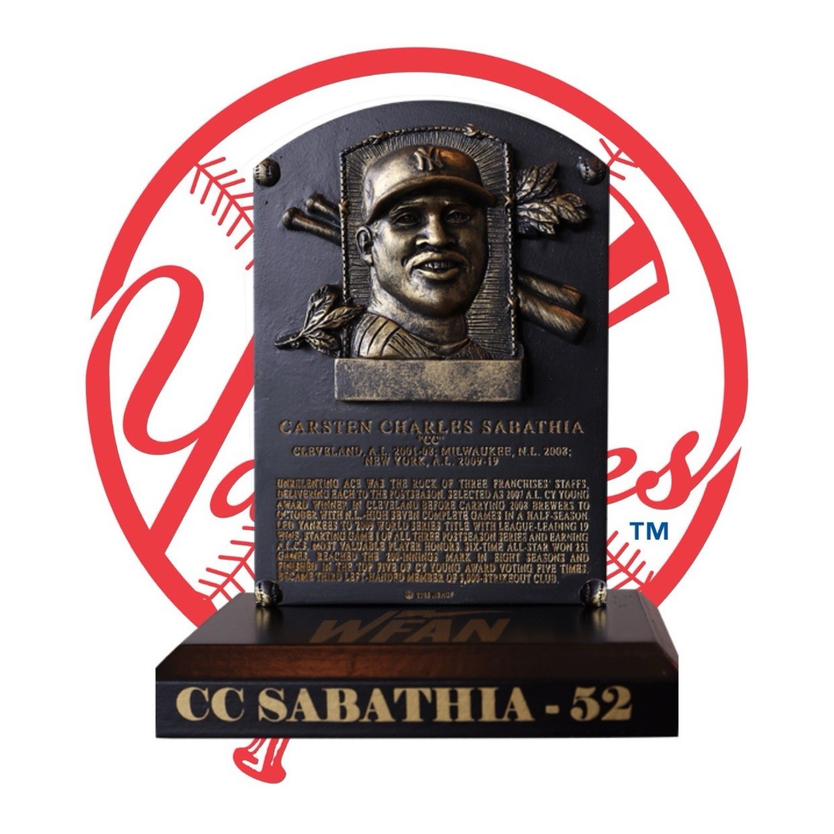 2025 NEW YORK YANKEES CC SABATHIA REPLICA HALL OF FAME PLAQUE SGA