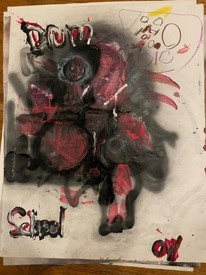 Original poster art by Ody West 22x28 painting Drum School Banksy Graffiti 