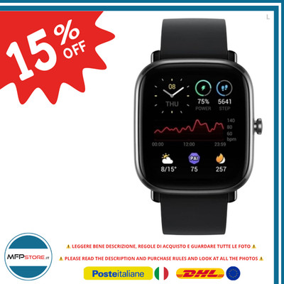 Amazfit GTS 2 Mini Smartwatch 2020 AMOLED Fitness, Silikonarmband Schwarz