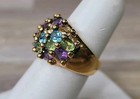 Designer Gold Vermeil Sterling Silver Multi Gemstone Cluster Cocktail Ring Size — photo 3
