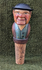 VTG ANRI ITALY HAND CARVED HAND PAINTED WOOD MECHANICAL MOUTH MOVER CORK STOPPER