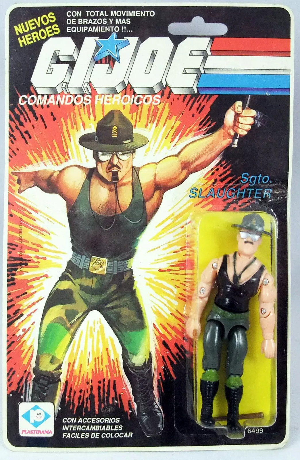 G.I. JOE 1986 Sgt. Slaughter Plastirama figurine rare de collection vintage