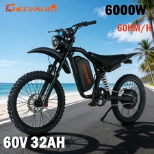 6000W Electric Dirt Bike 60V 32AH E-Mountainbike 45MPH Adult Off-road Ebike NFC