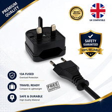 EU to UK Plug Adapter 13A | European 2 Pin to UK 3 Pin Travel Converter
