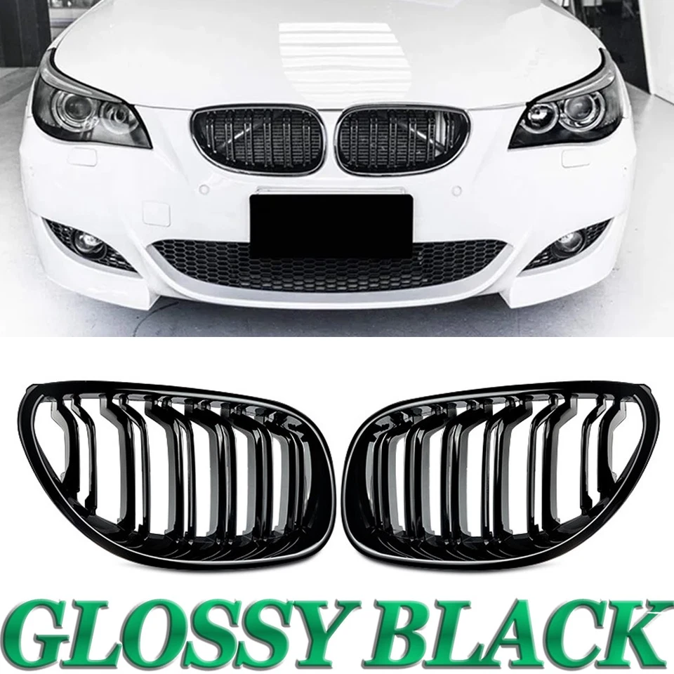 Gloss Black Front Kidney Grille For E60 E61 BMW 5 Series 2003-2010 525i 528i M5 Foto 2 de 4