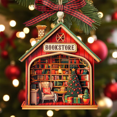 Book Ornament 3D Layred, Christmas Bookstore Ornaments for Readers, Librians