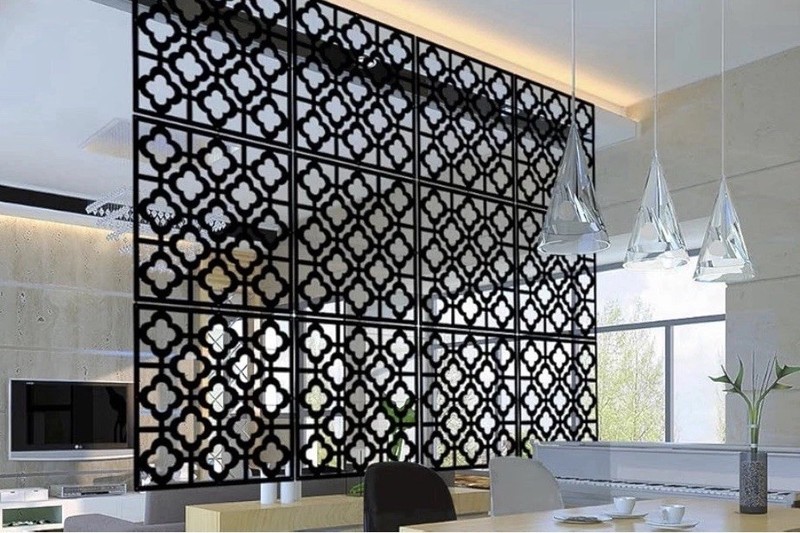 Kernorv Hanging Room Divider/Decorative Panels (12) Modern Geometric Black