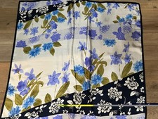 Vintage Silk Scarf Oscar de la Renta Floral Irises Scarf Square 34x34" Signed