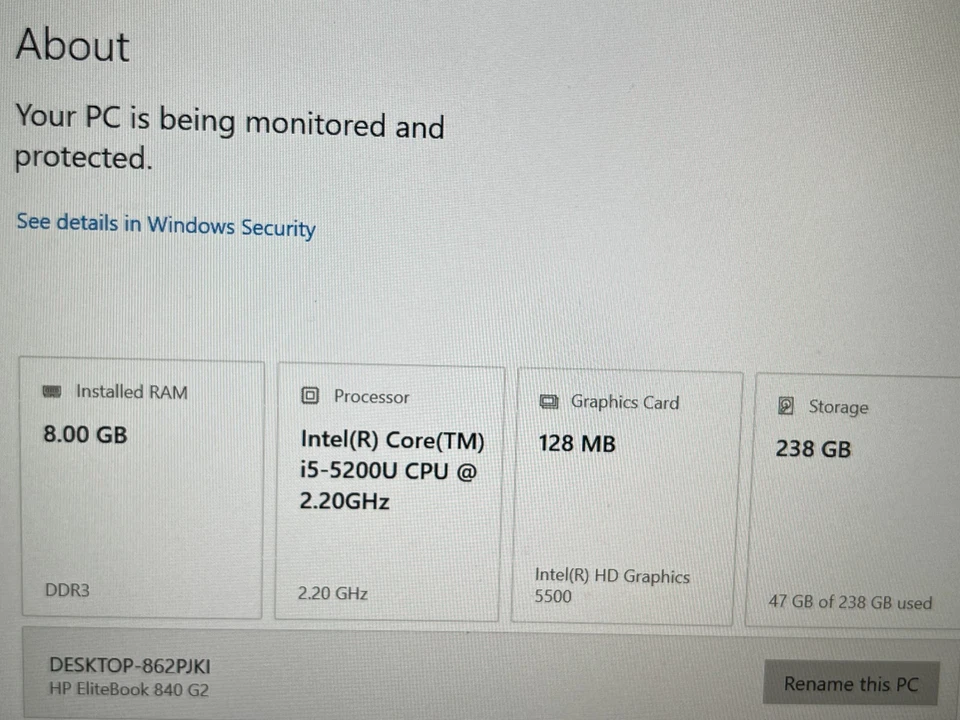 HP EliteBook 840 G2 i5 5200U 2.2GHz 8GB RAM 240GB SSD 14" Windows 10 Pro - Image 3 of 4