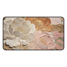 NEW Gaming Mouse Pad Desk Mat Peony Neutal Pretty Floral 22" x 12" Neoprene