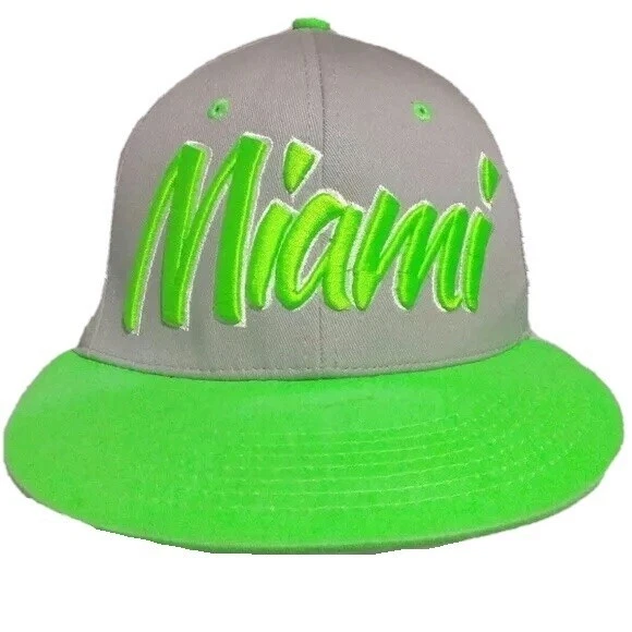 Gorra de béisbol City Hunter para hombre verde neón Miami Snapback papá camionero estilo urbano Foto 2 de 4