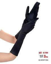 Women Formal Bridal Satin Banquet Party Wedding Opera Gift Gloves 15 Inch Black