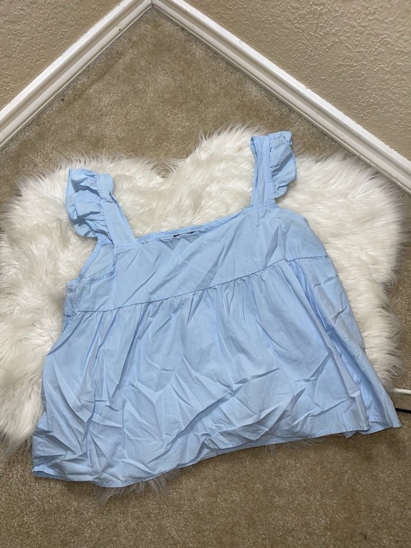 Shein Women’s Baby Blue Blouse Size Large Shoulder Straps