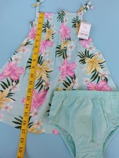 NWT Carters Girl's Toddlers Mint Floral Sundress with Panties Size 24 Months